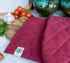 Crafted with care, these burgundy red linen oven mitten sets are the perfect companions for your culinary adventures.