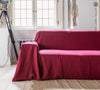 Burgundy red colour for your couch cover not only offers protection but also brings a timeless elegance to your home interior. Linen, known for its strength, is an excellent material choice for safeguarding your sofa against regular wear and tear.