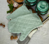 Crafted with care, these duck egg blue linen oven mitten sets are the perfect companions for your culinary adventures.