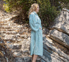 Wrap yourself in our duck egg blue linen bathrobe and enjoy the exceptional comfort, elegance and breathability of natural linen. Our linen bathrobe is designed and crafted with exceptional attention to details.