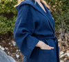 Wrap yourself in our navy blue linen bathrobe and enjoy the exceptional comfort, elegance and breathability of natural linen. Our linen bathrobe is designed and crafted with exceptional attention to details.