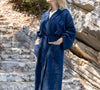 Wrap yourself in our navy blue linen bathrobe and enjoy the exceptional comfort, elegance and breathability of natural linen. Our linen bathrobe is designed and crafted with exceptional attention to details.