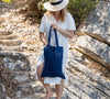 Navy blue linen canvas bags designed and made for long, comfortable and sustainable use. Whether you're going to the beach, planning a visit to the organic market, or taking your baked cake to friends, our linen bag is always perfect for you.