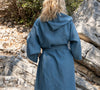 Wrap yourself in our ocean blue linen bathrobe and enjoy the exceptional comfort, elegance and breathability of natural linen. Our linen bathrobe is designed and crafted with exceptional attention to details.