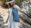 Ocean blue linen canvas bags designed and made for long, comfortable and sustainable use. Whether you're going to the beach, planning a visit to the organic market, or taking your baked cake to friends, our linen bag is always perfect for you.