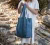 Ocean blue linen tote bags designed and made for long, comfortable and sustainable use. Whether you're going to the beach, planning a visit to the market, or taking your baked cake to friends, our linen bag is always perfect for you.