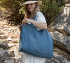 Ocean blue linen tote bags designed and made for long, comfortable and sustainable use. Whether you're going to the beach, planning a visit to the market, or taking your baked cake to friends, our linen bag is always perfect for you.