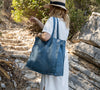 Ocean blue linen tote bags designed and made for long, comfortable and sustainable use. Whether you're going to the beach, planning a visit to the market, or taking your baked cake to friends, our linen bag is always perfect for you.