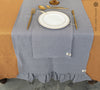 Charcoal Grey Linen Table Runner with Ruffle