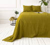 The olive green linen bedspread has been carefully designed to suit a wide range of interior styles and to blend perfectly in both classic and contemporary home spaces.Our linen bedspreads are extremely versatile, fitting into a wide range of interiors and complementing them perfectly, adding new colours and emotions.