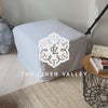 Optical White Linen Ottoman Slipcover