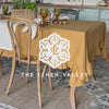 Listen to your wishes and dreams and give your dining area a new character with our cinnamon linen tablecloth with ruffles in an easy and stylish way. Our linen tablecloths are made from high quality natural linen and are designed to last you a long.